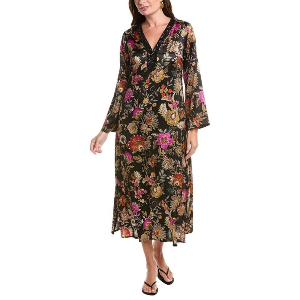 Johnny Was Womens  Judith Silk Maxi Dress, Black